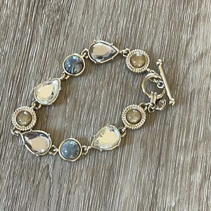 Rhinestone and stone toggle bracelet